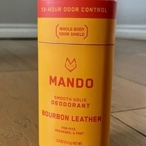 NEW Mando Smooth Solid Deodorant Bourbon Leather 2.6oz Whole Body Odor Shield